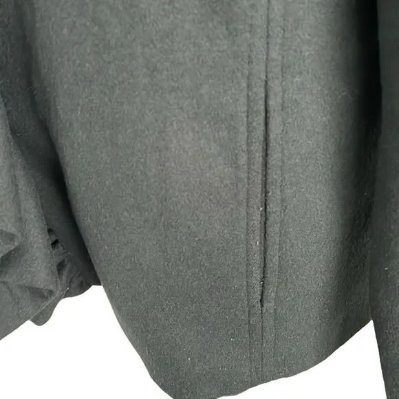 EUC Milly of New York Forest Green Wool Blend Ruffle Collar Trim Coat - Size 10 - Picture 6 of 11